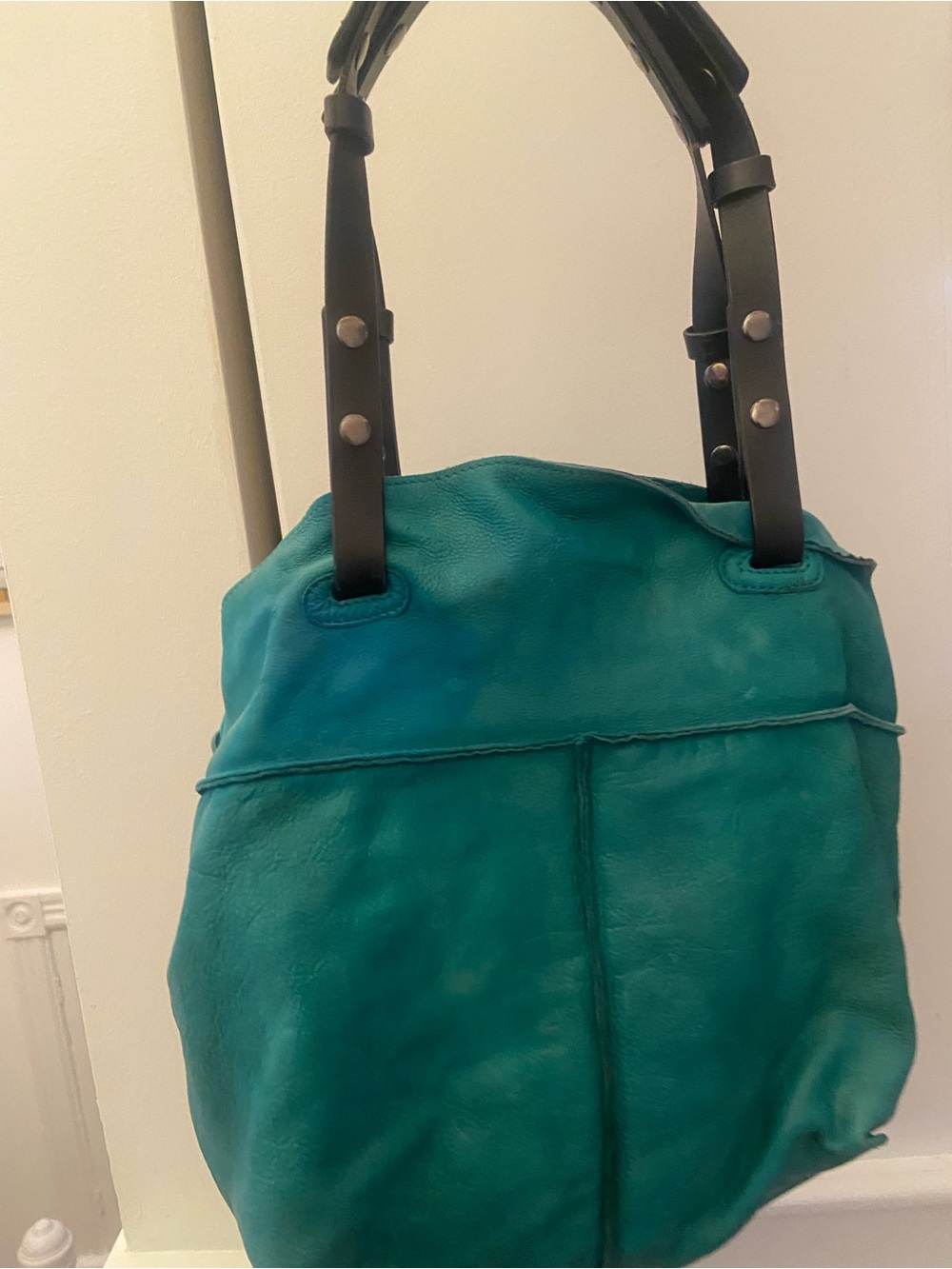 HOLDING HORSES Teal Shoulder Bag with Black Straps